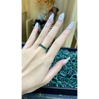 Nhẫn bản mỏng chất đá ngọc lam đậm đủ size dường kính 15mm - 19mm