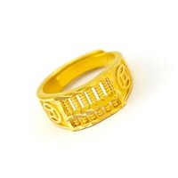 Nhẫn bàn tính tiền mạ vàng 18K dành cho nam giới Mở vòng đeo tay có thể điều chỉnh