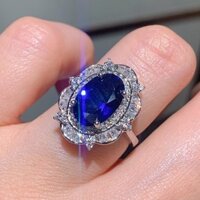Nhẫn Bộ Sapphire dát cao cấp nữ Ruby lớn mạ vàng cấp độ mô phỏng cao cấp phổ biến ngách/1.13