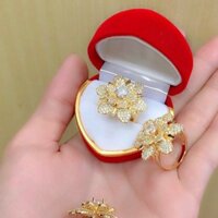 nhẫn bông xoàn mạ vàng 18k