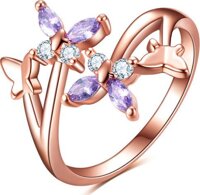 Nhẫn bướm xinh nạm đá zircon BHN91 - VÀNG HỒNG