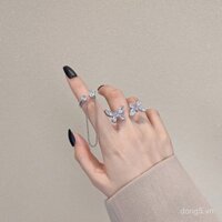 Nhẫn bướm zircon phong cách Hàn Quốc, nhẫn mở ngón tay siêu tiên 3D, thời trang nổi tiếng trên mạng, nhẫn cá tính xu hướng Ins