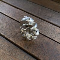 Nhẫn cá chép hoa sen bạc nguyên chất  S990