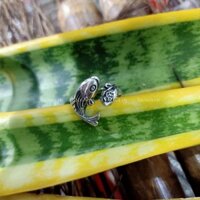 NHẪN CÁ CHÉP HOA SEN BẠC NGUYÊN CHẤT 990