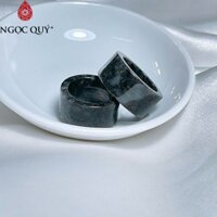 Nhẫn cẩm thạch A Myanmar Ngọc Quý- Nhẫn ngọc phỉ thúy gà đen type A chất nếp bản vuông 12mm