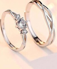 Nhẫn cặp đôi bạc Hàn 925 Thiết kế Hòa quyện
