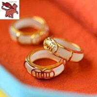 Nhẫn Cặp Mạ Vàng 18k Đính Đá Ngọc Bích Tự Nhiên