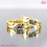 Nhẫn cặp Romantic, nhẫn đôi Bạc Ý S950 xi mạ vàng 18k
