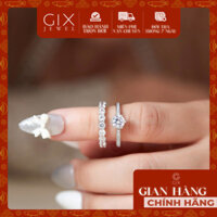 Nhẫn cầu hôn bạc  vàng 18k kim cương thiên nhiên đá Moissanite hoạ tiết đẹp Gix Jewel