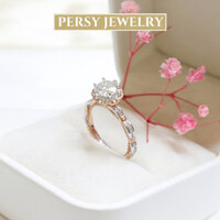 Nhẫn cầu hôn, nhẫn bông hồng kim cương Moissanite 6.5ly kiểm định GRA, món quà tình yêu PERSY R107