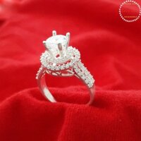 nhẫn cầu hôn, nhẫn nữ bạc 925 cao cấp ổ kim cương