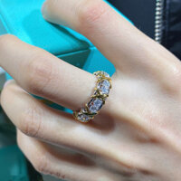 Nhẫn chéo phiên bản cao cấp Tijia, nhẫn chia màu, mạ vàng 18K dày, nhẫn kim cương, trang sức tay cho nam và nữ