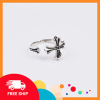 Nhẫn chrome heart free size đá đen fullbox bạc.