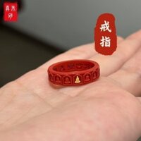 Nhẫn Cinnabar cho nam và nữ, năm hoàng đạo S925, cặp đôi tự nhiên, nhẫn bạc nguyên chất cao cấp, Phật Wuxiang, sáu chữ hòa bình