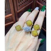 Nhẫn cỏ 4 lá tóc vàng bọc vang 10k