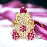 Nhẫn con cóc cẩn đá phối màu , nhẫn nữ đẹp,  nhẫn xi mạ vàng,  nhẫn phong thủy mang may mắn đến .