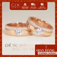 Nhẫn cưới bạc 925 mạ vàng hồng 18k thời trang kiểu mới đính đá Moissanite Gix Jewel
