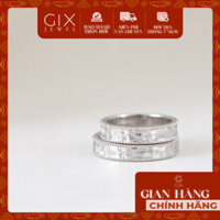 Nhẫn cưới bạc 925 mạ vàng trắng trơn mới nhất vát nhám hoa văn đẹp lạ Gix Jewel