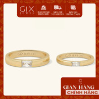 Nhẫn cưới bạc mạ vàng 18k đơn giản sang trọng đính kim cương nhân tạo Gix Jewel