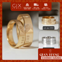 Nhẫn cưới Bạc mạ vàng 18K khắc vân tay thiết kế đơn giản khắc tên Gix Jewel