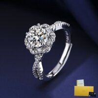 Nhẫn Cưới Hình Hoa Đính Kim Cương Trắng Thanh Lịch Thời Trang