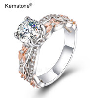 Nhẫn cưới kemstone cho nữ nhẫn màu bạc đính đá Cubic Zirconia thiết lập hoa hồng vàng tinh tế