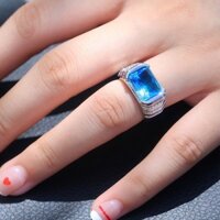 Nhẫn Cưới Nam Đính Đá sapphire Phong Cách Cung Điện Màu Xanh Biển