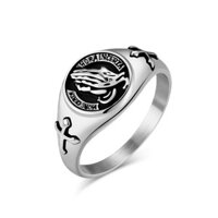 Nhẫn Cưới Thép Titan Hình Bàn Tay Thánh Giá Cổ Điển Cho Nam Nữ