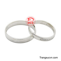 Nhẫn cưới vàng trắng 14k tinh tế