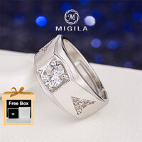 Nhẫn cưới zircon cặp đôi MIGILA mạ vàng dành cho nam và nữ Quà tặng chống thấm nước không phai màu cho BF và gf