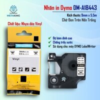 Nhãn D1 DM-A18443 I 9mm Chữ Đen Nền Trắng I  SD cho máy Dymo 160/210D/280/360D/420P/500TS/640-Rhino 4200/5200/6000