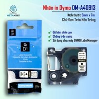 Nhãn D1 DM-A40913 - 9mm I Chữ Đen Nền Trắng I SD cho máy Dymo 160/210D/280/360D/420P/500TS/640-Rhino 4200/5200/6000