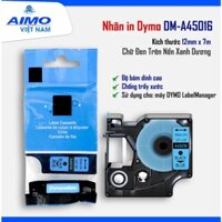 Nhãn D1 DM-A45016 - 12mm I Chữ Đen Nền Xanh Dương ISD cho máy Dymo 160/210D/280/360D/420P/500TS/640-Rhino 4200/5200/6000
