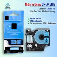 Nhãn D1 DM-A45016 - 12mm I Chữ Đen Nền Xanh Dương ISD cho máy Dymo 160/210D/280/360D/420P/500TS/640-Rhino 4200/5200/6000