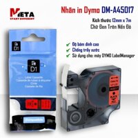 Nhãn D1 DM-A45017 - 12mm I Chữ Đen Nền Đỏ I SD cho máy Dymo 160/210D/280/360D/420P/500TS/640-Rhino 4200/5200/6000