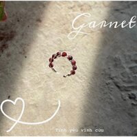 Nhẫn đá Garnet đỏ cắt giác tự nhiên, phong thủy, thanh tẩy, handamde, thiền định