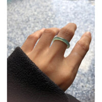 nhẫn đá ngọc lam chất cao băng tự nhiên chưa qua xử lí