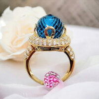 Nhẫn đá pha lê đủ màu cao cấp, nhẫn nữ đẹp,  nhẫn xi mạ vàng.