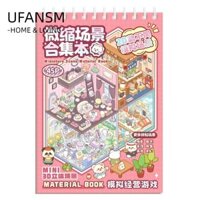 Nhãn dán cảnh Cabin bỏ túi UFASM, Sách dán phong cảnh hoạt hình 20in1, Bộ sưu tập cảnh thu nhỏ DIY Siêu thị Phòng ngủ Lều PET Trang trí cho trẻ em