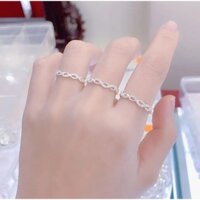 nhẫn đan chéo đá bạc ta cho nữ HHJ