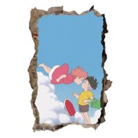 Nhãn dán cửa sổ giả Hayao Miyazaki, nhãn dán kính 3D cho ký túc xá, nhãn dán tường trang trí hoạt hình My Neighbor Totoro