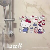 Nhãn dán gạch hoạt hình Hello Kitty, nhãn dán tường cho nhà vệ sinh, phòng tắm, trang trí nhà chống nước