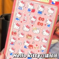 Nhãn dán Hello Kitty dễ thương, vỏ điện thoại ngoại vi chú hề, nhãn dán trang trí 3D nổi cho máy tính bảng
