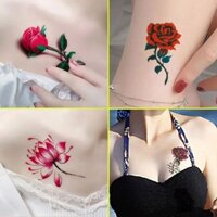 Nhãn dán hình xăm phong cách mới Chống thấm nước lâu trôi dành cho nữ Hot Girl 3D Độc đáo Vỏ xương đòn bướm hoa hồng che sẹo Nhãn dán giá trị cao