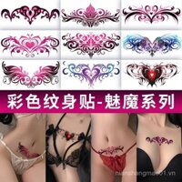 Nhãn dán hình xăm vùng bụng dưới sexy, Succubus, ham muốn thuần khiết, bụng, lưng, eo, tim, totem, ngực, nước trái cây, nhãn dán chống nước FJAK