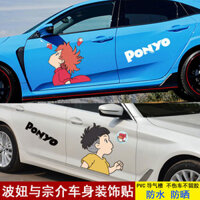 Nhãn dán ô tô Sosuke và Ponyo Phim hoạt hình dễ thương độc đáo Cửa xe sáng tạo