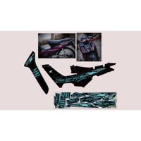 NHÃN DÁN TEM RỜI LỬA XANH ĐEN CHO XE WAVE DECAL 3 LỚP CHỐNG NƯỚC CAO CẤP