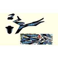 NHÃN DÁN TEM RỜI SATRIA F150 ĐEN LỬA XANH DECAL3 LỚP