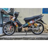 NHÃN DÁN TEM RỜI VÀNG  XANH BẠC HÌNH MÈO THẦN TÀI CHO XE SIRIUS DECAL 3 LỚP CHỐNG NƯỚC CAO CẤP