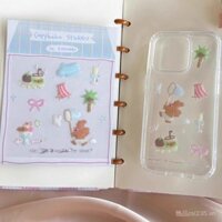 Nhãn dán thạch hình chó con Pupu, phong cách Hàn Quốc, cây dừa, giá trị cao, DIY cho máy tính bảng, điện thoại, nhật ký, thẻ Goo